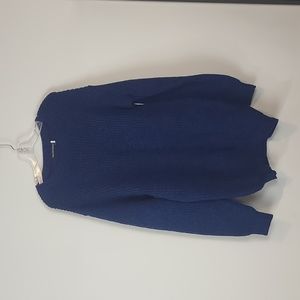 JAMES RIVER TRADERS Vtg Royal Blue Black Unisex Crewneck Knit Tunic Sweater